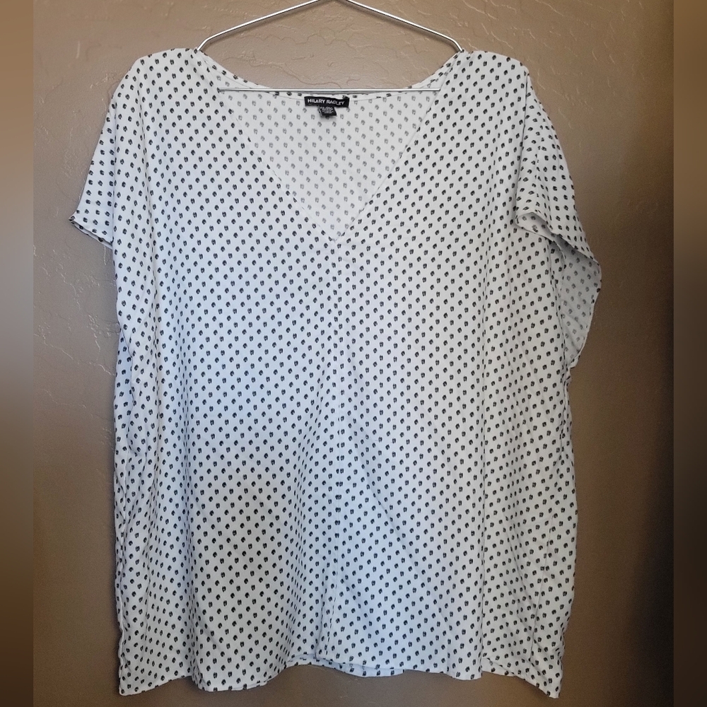 Hilary Radley Ladies' White/Black V-Neck Blouse